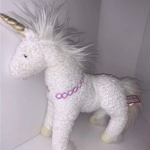 Douglas White Unicorn Plush Rosebud Roses Garland Collar Stuffed Animal